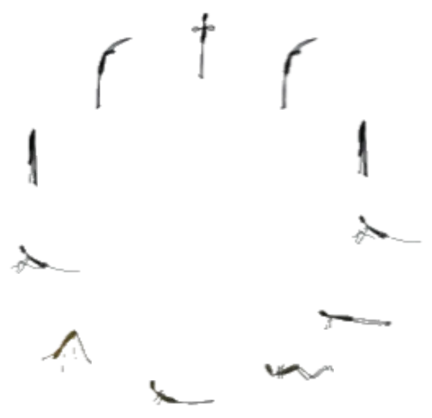 sun salutation poses in a circle